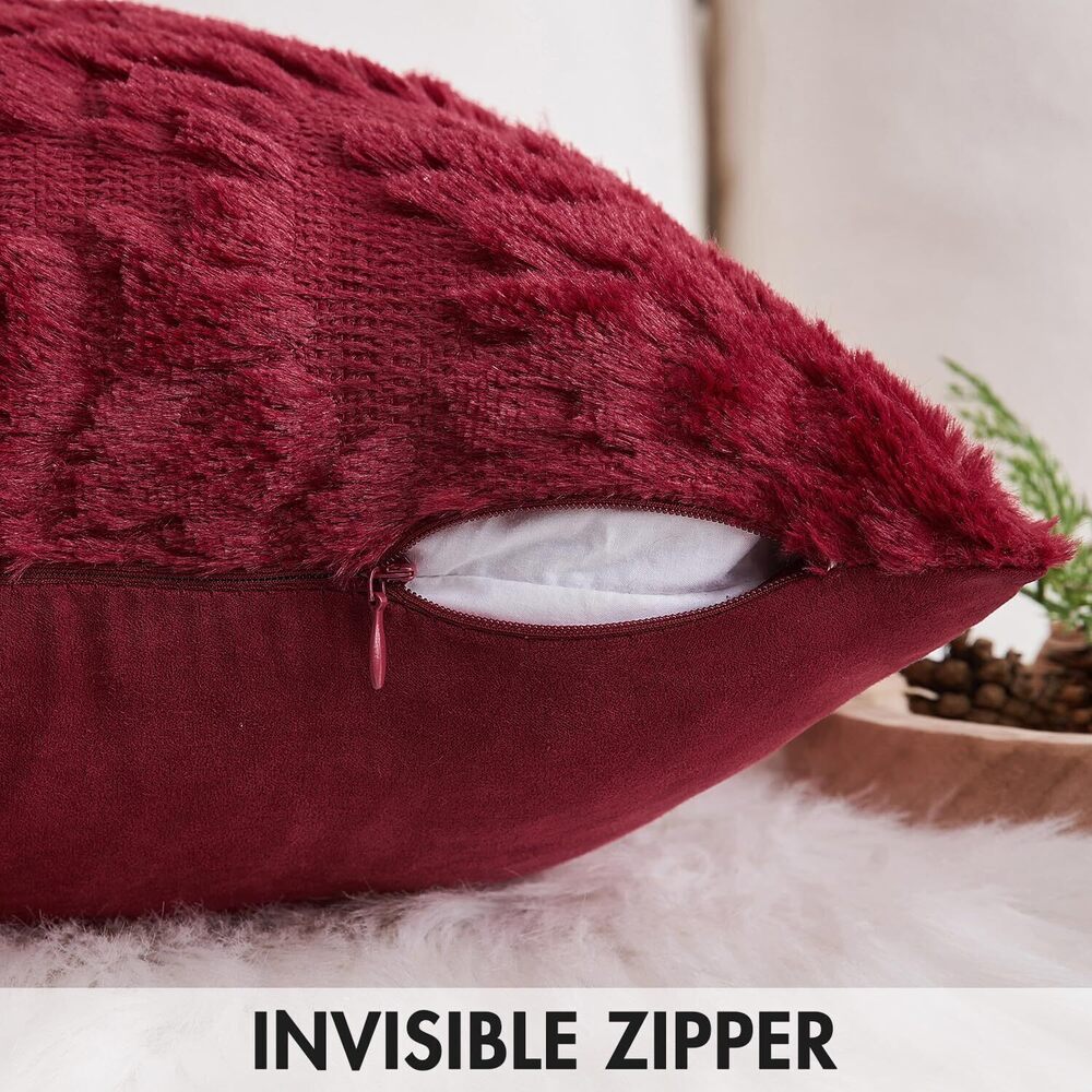 5769 Christmas Burgundy Red Throw Pillow Covers Snowflakes Decorative 16×16 - Picture 3 of 6